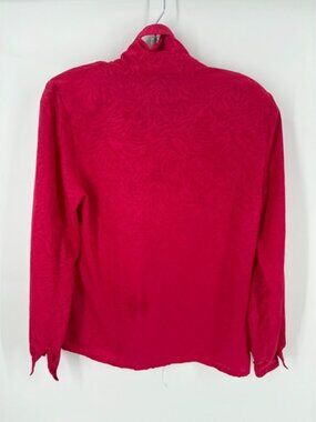 Vintage Worthington Bow Tie Blouse Pink Jacquard Women's 8‎ Secretary Top